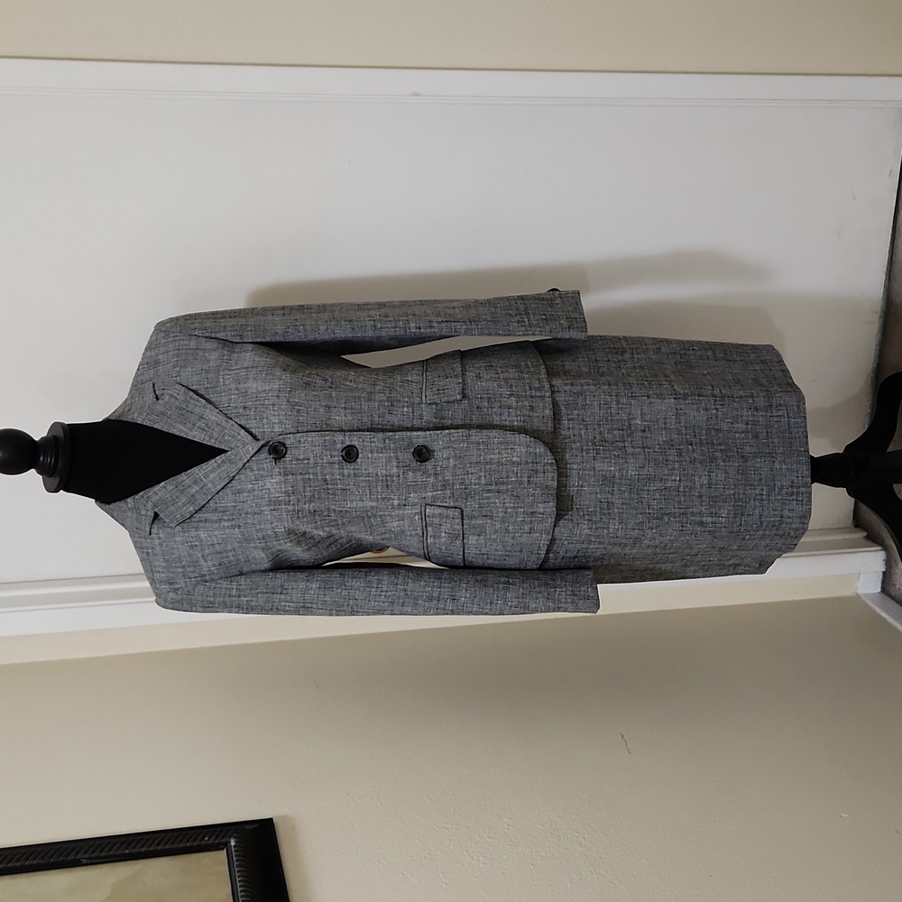 Gray and black women's skirt suit